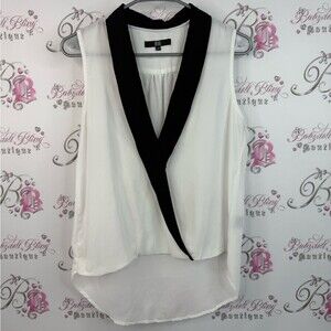 Bedo tank top color block flowy Elegant Sleeveless Blouse with Black Trim